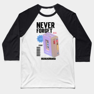 Never Forget Cassette Retro Vintage 60s 70s 80s 90s Baseball T-Shirt